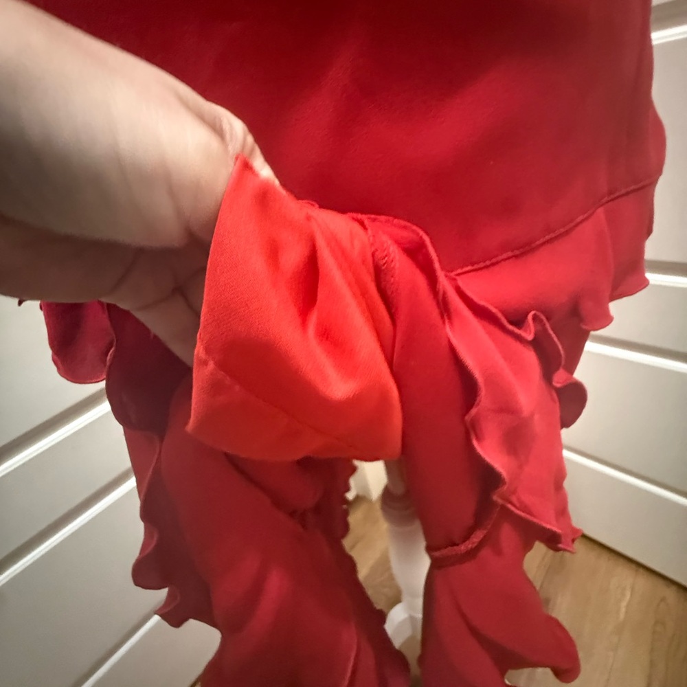 Escada. Silk Ruffle Party Dress. Size Large. - Picture 6 of 9